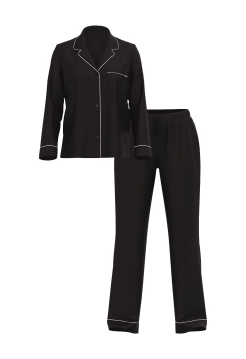 Піжама чорна Modal Long Pj Set Black Angel Pink Piping