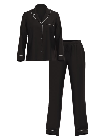 Піжама чорна Modal Long Pj Set Black Angel Pink Piping