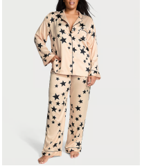 Піжама Glazed Satin Long Pajama Set Stars