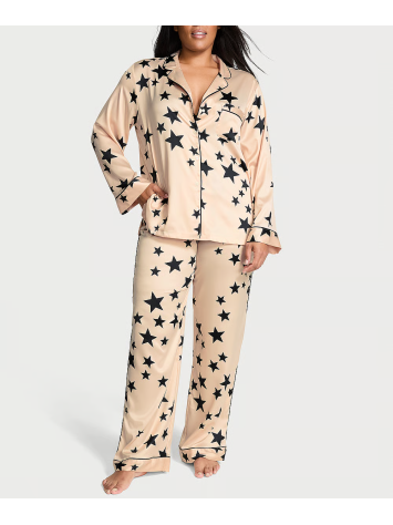 Пижама Glazed Satin Long Pajama Set Stars