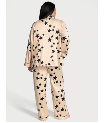 Піжама Glazed Satin Long Pajama Set Stars