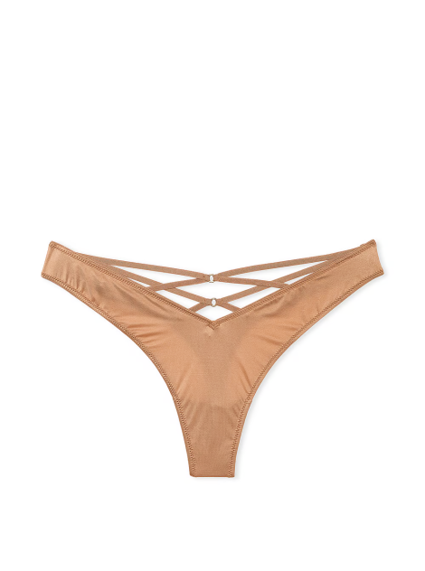 Трусики  Strappy-Back High-Leg Thong Panty Toffee