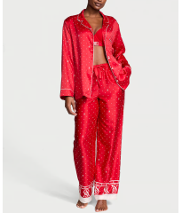 Піжама Glazed Satin Long Pajama Set Red Dot