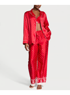 Пижама Glazed Satin Long Pajama Set Red Dot