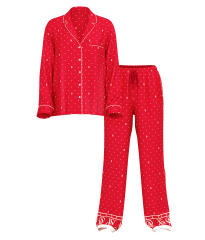 Піжама Glazed Satin Long Pajama Set Red Dot