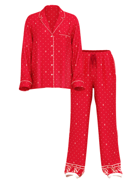 Піжама Glazed Satin Long Pajama Set Red Dot