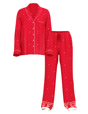 Піжама Glazed Satin Long Pajama Set Red Dot