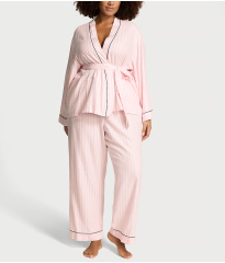 Піжама Flannel Wrap Long Pajama Set Stripe