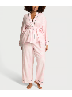 Пижама  Flannel Wrap Long Pajama Set Stripe