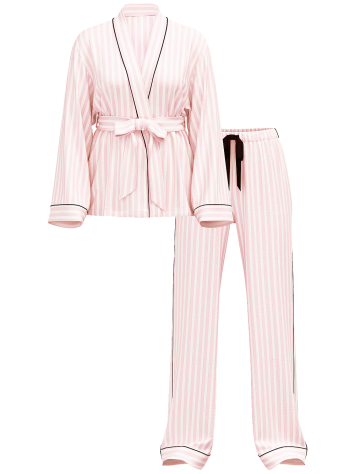 Піжама Flannel Wrap Long Pajama Set Stripe
