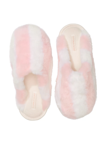 Домашние тапочки Closed-Toe Faux Fur Slippers Heritage Stripe