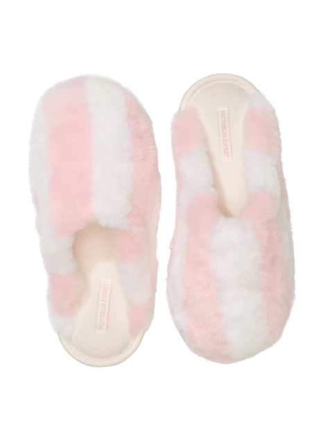 Домашние тапочки Closed-Toe Faux Fur Slippers Heritage Stripe
