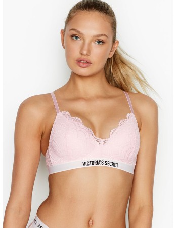 БЮСТГАЛЬТЕР LOGO BRA LIGHTLY LINED WIRELESS LACE - VICTORIA'S SECRET - 36B(р)