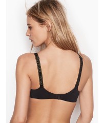 Бюстгальтер Victoria’s Secret Logo Bra LIGHTLY LINED WIRELESS - BLACK LUREX STRAPS