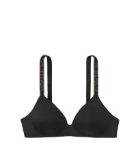 Бюстгальтер Victoria’s Secret Logo Bra LIGHTLY LINED WIRELESS - BLACK LUREX STRAPS