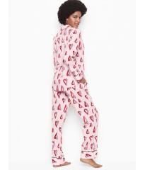 Пижама коттоновая Victoria’s Secret the Lightweight PJ SET Print PINK RIBBON HEART