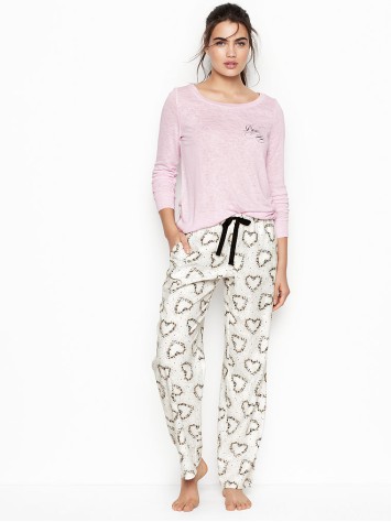 Піжама Victoria's Secret PJ SET PINK Print STARS &amp; HEARTS