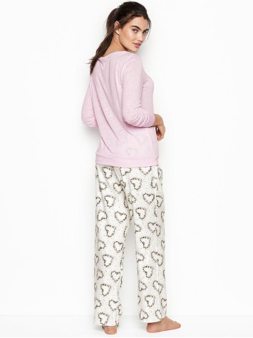 Піжама Victoria's Secret PJ SET PINK Print STARS &amp; HEARTS