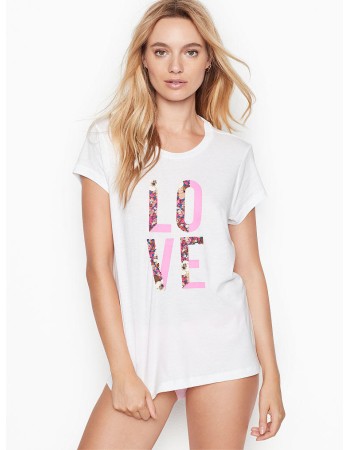 ФУТБОЛКА VICTORIA'S SECRET - БЕЛАЯ, LOVE PRINT