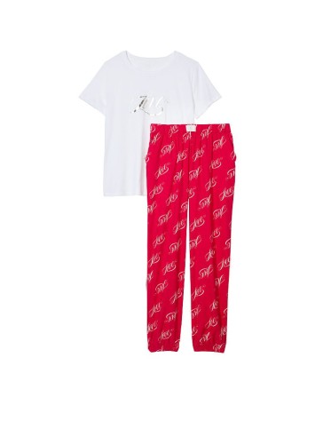 Піжама Victorias Secret Cotton Flannel Long Lounge PJ Set Love