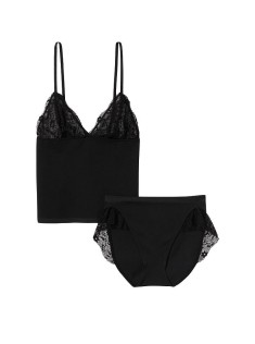 Безшовний комплект Victoria's Secret із топом на бретелях No Show Black
