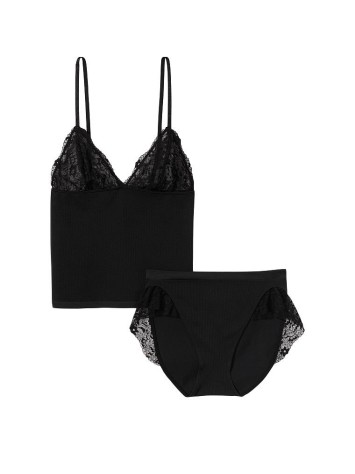 Безшовний комплект Victoria's Secret із топом на бретелях No Show Black