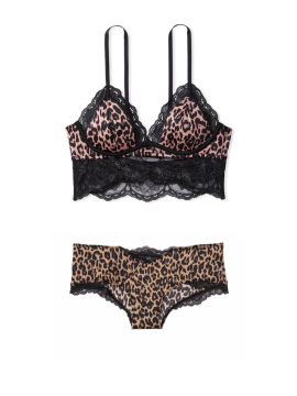 Комплект белья Luxe Lingerie Leopard Unlined Lace Bralette & Cheeky panty