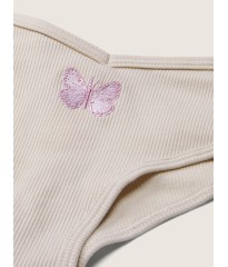 Трусики чикстер PINK Beige Ribbed Cotton Cheekster Panty Butterfly
