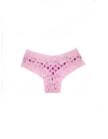 Трусики Victoria’s Secret Cheeky cotton,чики с кружевом Pink Hearts