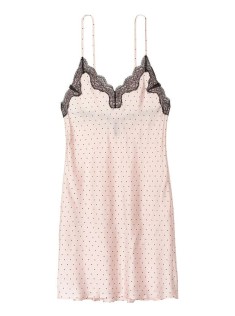 Пеньюар Victoria's Secret Satin Slip Dress Pink Black dot