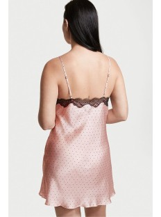Пеньюар Victoria's Secret Satin Slip Dress Pink Black dot