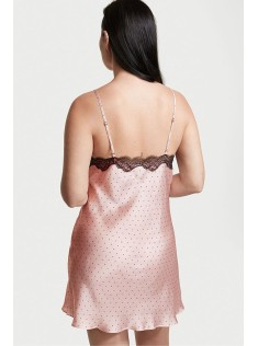 Пеньюар Victoria's Secret Satin Slip Dress Pink Black dot