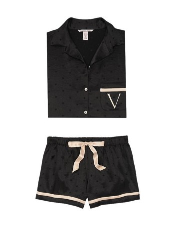 Піжама Victoria's Secret The Satin Black PJ Set