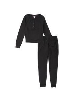 Піжама Thermal Long PJ Set Black Glow Waffle