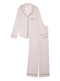 Піжама Modal Long Pajama Set White Mini Pin Dots