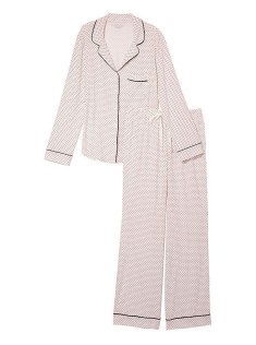 Піжама Modal Long Pajama Set White Mini Pin Dots