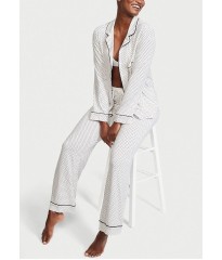 Пижама Modal Long Pajama Set White Mini Pin Dots