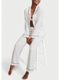 Піжама Modal Long Pajama Set White Mini Pin Dots