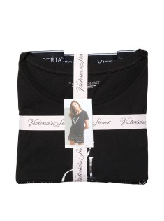 Піжама Victoria's Secret Cotton Sleep Shirt Boxer Short Set Black Logo