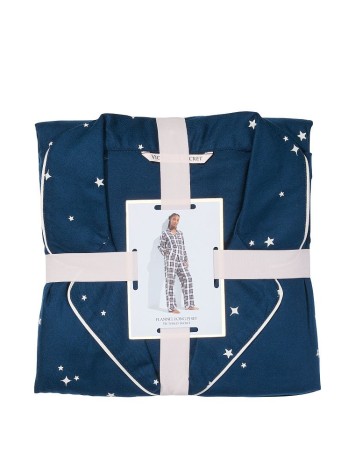 Піжама Victoria's Secret Flannel Long Pajama Set Academy Blue with Stars