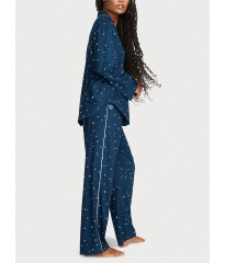 Піжама Victoria's Secret Flannel Long Pajama Set Academy Blue with Stars