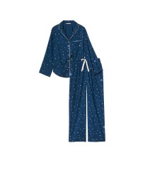 Пижама Victoria’s Secret Flannel Long Pajama Set Academy Blue with Stars