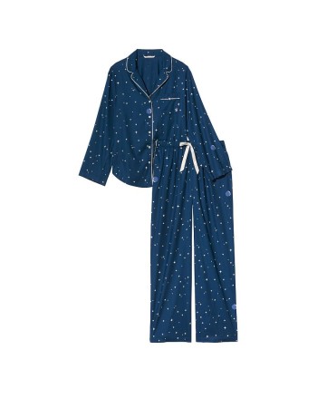 Пижама Victoria’s Secret Flannel Long Pajama Set Academy Blue with Stars