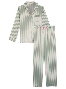 Сатиновая пижама Satin Long Pj Set Green Stripes