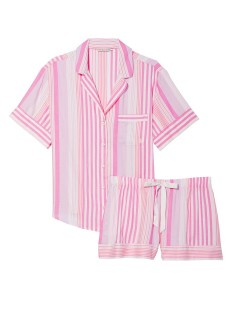 Пижама Flannel Short PJ Set Babydoll Pink Stripe