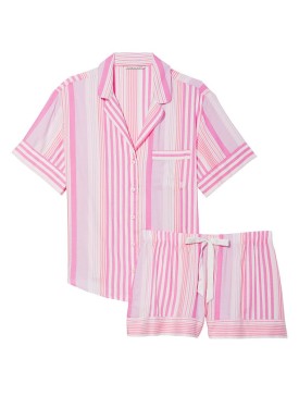 Піжама Flannel Short PJ Set Babydoll Pink Stripe