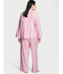 Піжама Victoria's Secret Flannel Long PJ Set Babydoll Pink Stripe