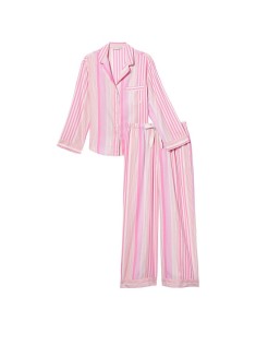 Піжама Victoria's Secret Flannel Long PJ Set Babydoll Pink Stripe