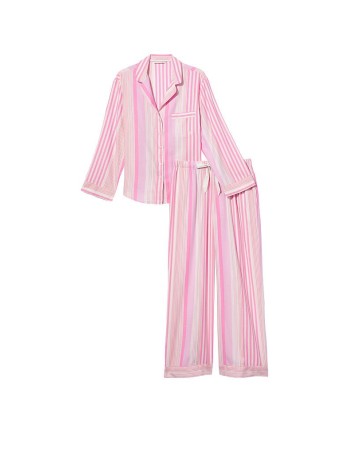 Піжама Victoria's Secret Flannel Long PJ Set Babydoll Pink Stripe