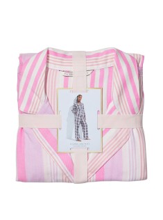 Піжама Victoria's Secret Flannel Long PJ Set Babydoll Pink Stripe